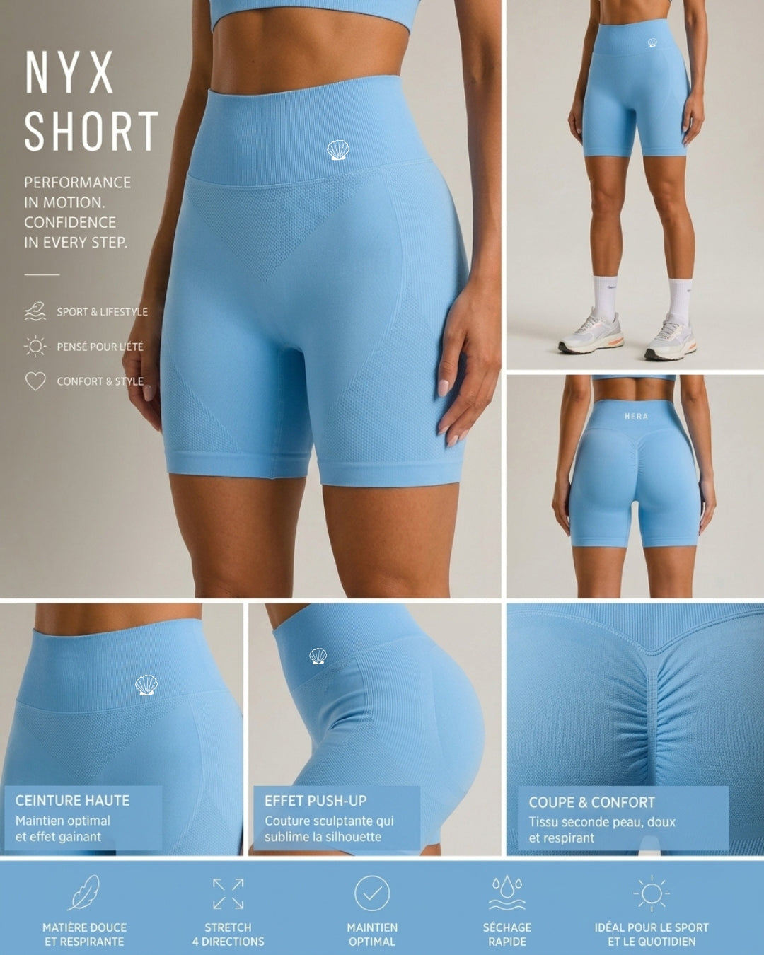 Short sculptant taille haute Nyx bleu