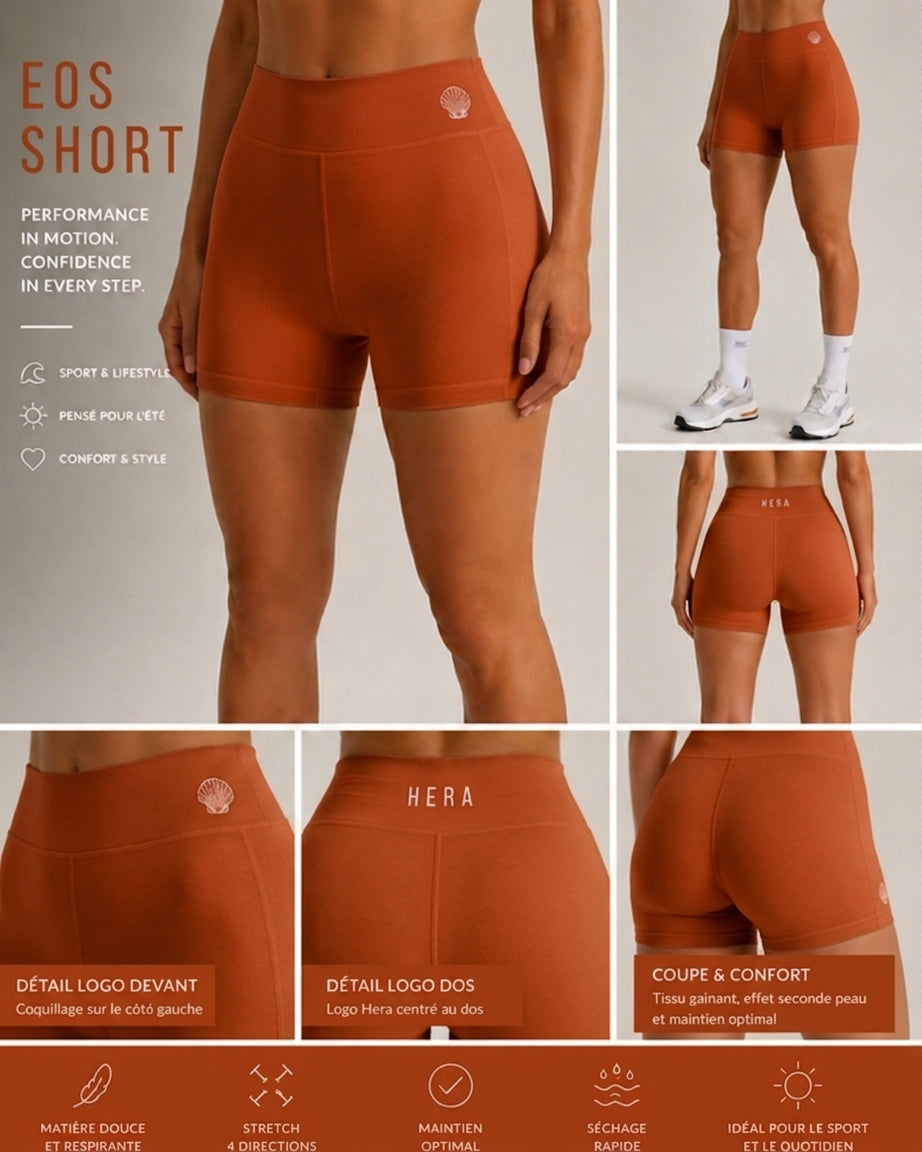 Short cycliste taille haute Eos orange