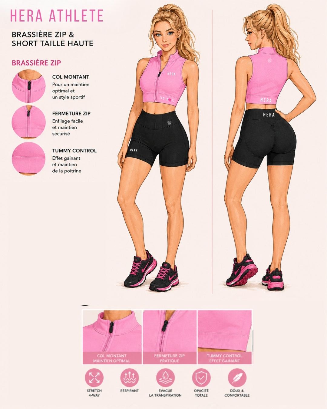 Brassière zip HERA ATHLETE